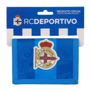 safta real deportivo de la coruña billetera cierre con velcro compartimentos internos bolsillo para monedas cabecera para colgar 125x10x95mm color azul
