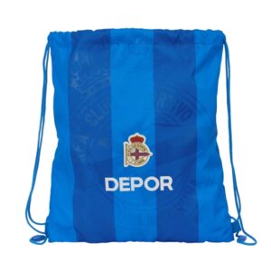 safta real deportivo de la coruña saco plano bolsillo interior con cremallera cierre con cordones 5l 350x10x400mm color azul