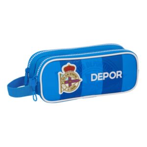 safta real deportivo de la coruña portatodo 2 compartimentos con cremalleras 1l asa lateral 210x60x80mm color azul