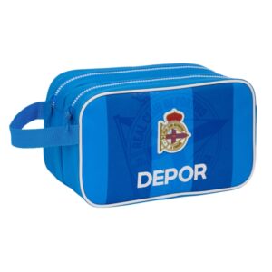 safta real deportivo de la coruña neceser de 5l 2 compartimentos con cremallera asa lateral adapatable a carro 260x125x150mm color azul