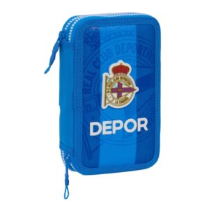 safta real deportivo de la coruña plumier de 2 pisos 28 piezas 1l goma lapiz boligrafo sacapuntas 10 colores 14 rotuladores 125x40x195mm color azul