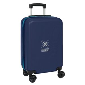 safta munich nautic maleta trolley de cabina 20” cierre con candado interior forrado ruedas giratorias 360° asa extensible ajustable 40.1l 345x200x550mm color azul marino