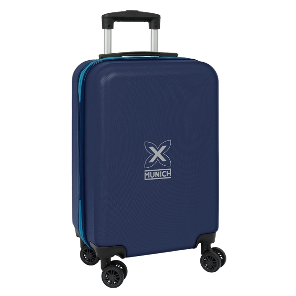 safta munich nautic maleta trolley de cabina 20” cierre con candado interior forrado ruedas giratorias 360° asa extensible ajustable 40.1l 345x200x550mm color azul marino