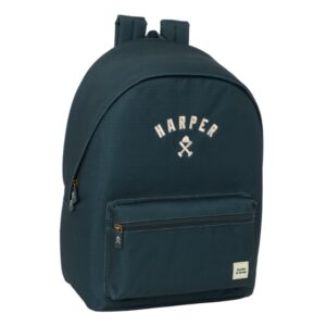 safta harper and neyer mochila para portatil hasta 15.6" conector usb base acolchada bolsillo frontal tirador doble hombreras ergonomicas 24.55l 310x180x440mm color azul marino