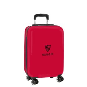 safta sevilla fc maleta trolley de cabina 20” cierre con candado interior forrado y bolsillos cintas con cierre pvc ruedas giratorias ajustable 40.10l 345x200x550mm color rojo
