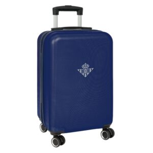 safta real betis balompie maleta trolley de cabina 20” cierre con candado interior con bolsillo cintas con pvc ruedas giratorias ajustable 40.10 l 345x200x550mm color azul marino