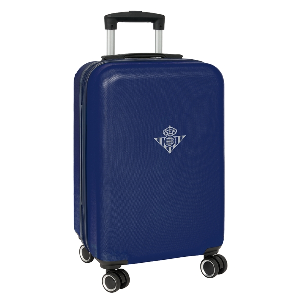 safta real betis balompie maleta trolley de cabina 20” cierre con candado interior con bolsillo cintas con pvc ruedas giratorias ajustable 40.10 l 345x200x550mm color azul marino