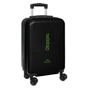 safta kappa black maleta trolley de cabina 20” seguridad con candado interior forrado cremallera cintas elasticas pvc ruedas giratorias ajustable 40.1l 345x200x550mm color negro