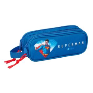 safta superman portatodo 2 compartimentos con cremalleras asa lateral 1l 210x60x80mm color azul oscuro