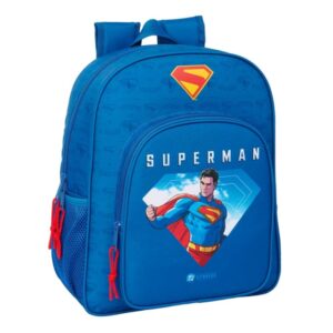 safta superman mochila adaptable a carro bolsillos laterales doble tirador ergonomia acolchada bolsillo frontal asa de mano 15l 320x120x380mm color azul oscuro