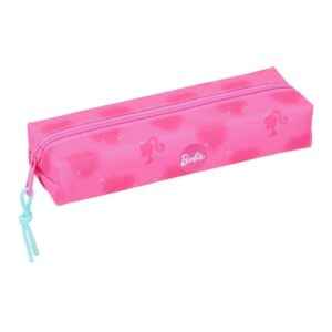 safta barbie corazones portatodo cremallera goma elastica 0.53l 220x70x40mm color rosa