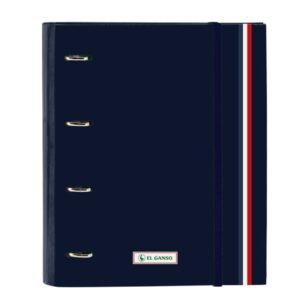 safta el ganso eclipse carpeta con 4 anillas 35mm tapas duras forradas recambio 100 hojas cuadriculas 5x5mm cierre elastico incluye separadores 270x35x320mm color azul marino