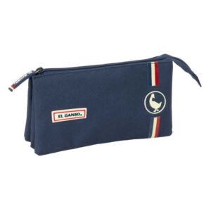 safta el ganso eclipse portatodo 3 compartimentos con cremalleras bolsillo interior 0.6l 220x30x120mm color azul marino