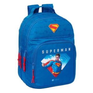 safta superman mochila con 2 compartimentos antirozaduras adaptable a carro bolsillo frontal portabotellas tirador doble hombreras ergonomicas 320x150x420mm color azul oscuro