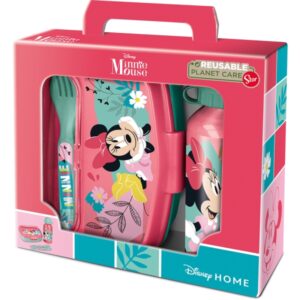 safta minnie mouse naive set de menaje infantil pvc sin bpa color rosa