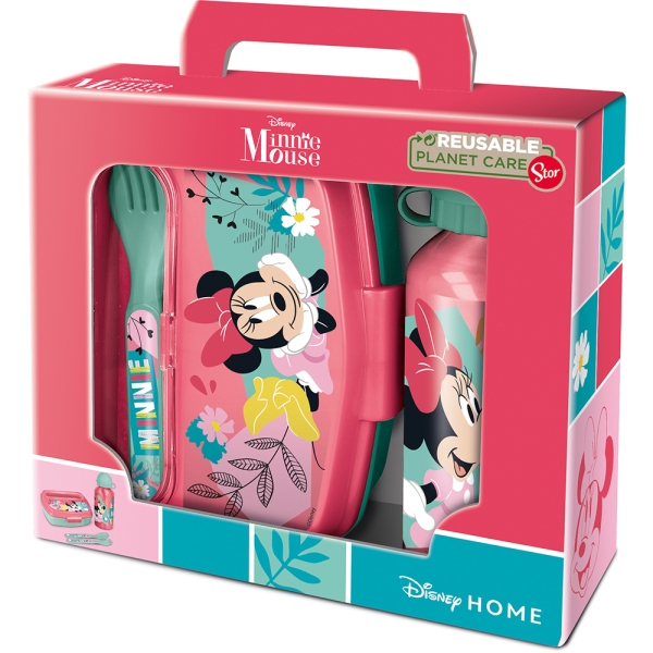 safta minnie mouse naive set de menaje infantil pvc sin bpa color rosa