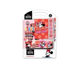 safta minnie mouse naive pack escolar con plumier metalico lapiz 4 rotuladores regla 15cm sacapuntas goma libreta a4 bloc de notas a6 270x30x375mm color rosa
