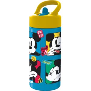 safta mickey mouse good day botella de 410ml pvc sin bpa tapon antigoteo con pajita color azul