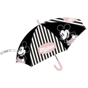 safta mickey mouse good day paraguas manual de 76cm 8 paneles asa y punta de pvc poe transparente nervios de acero de 8mm color negro y blanco
