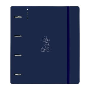 safta mickey mouse good day carpeta con 4 anillas 35mm tapas de pp foam recambio 100 hojas cierre elastico ranura para boligrafo incluye separadores 270x40x320mm color azul marino