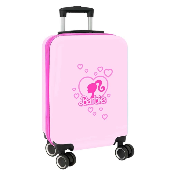 safta barbie painterly maleta trolley de cabina 20” cierre con candado interior forrado asa flexible de pvc ruedas giratorias ajustable 40.1l 345x200x550mm color rosa