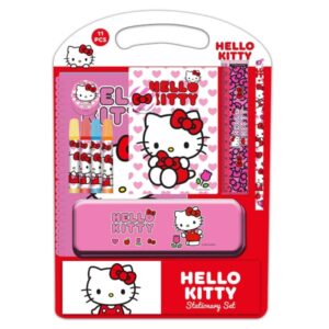 safta hello kitty iconic pack escolar con plumier metalico lapiz 4 rotuladores regla 15cm sacapuntas goma libreta a4 bloc de notas a6 270x30x375mm multicolor