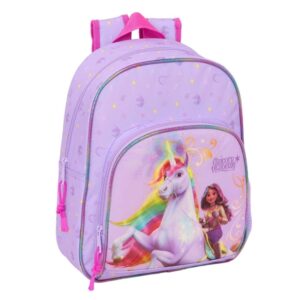 safta unicorn academy mochila infantil adaptable a carro portabotellas hombreras ergonomicas bolsillo frontal asa de mano 9.5l 280x100x340mm color rosa