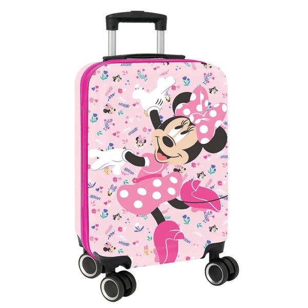 safta minnie mouse naive maleta trolley de cabina 20” cierre con candado interior con bolsillos ruedas giratorias 360° ajustable 40.1l 345x200x550mm color rosa