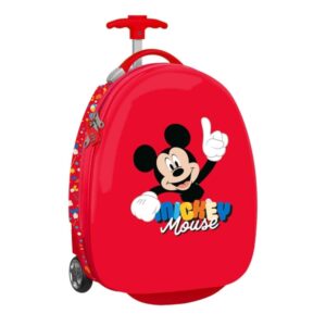 safta mickey mouse good day maleta trolley infantil 16” interior forrado y bolsillo ruedas para facil desplazamiento cintas con cierre pvc 27.7l 280x230x430mm color rojo