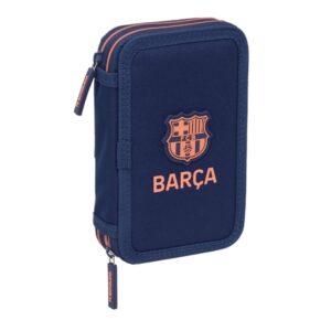 safta f.c.barcelona 2ª equipacion plumier de 2 pisos 29 piezas 1l goma lapiz boligrafos sacapuntas 10 colores 14 rotuladores 125x40x195mm color azul marino