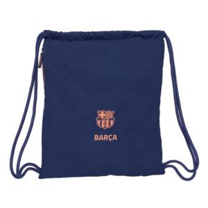safta f.c.barcelona 2ª equipacion saco plano bolsillo con cremallera cierre con cordones 5l 350x10x400mm color azul marino