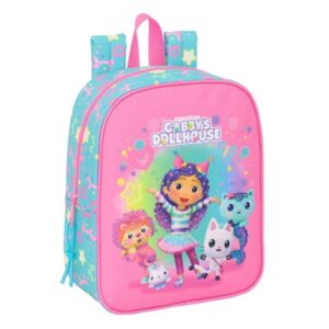 safta gabby's dollhouse confetti mochila guarderia tarjeta de identificacion asa superior 6l 220x100x270mm color rosa