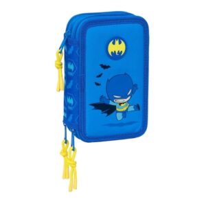 safta batman preescolar plumier de 3 pisos 37 piezas 1.3l goma lapiz boligrafos sacapuntas reglas 16 colores 14 rotuladores 125x55x195mm color azul