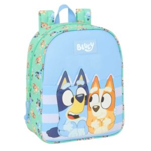 safta bluey sisters mochila guarderia adaptable a carro cremallera tarjeta de identificacion asa de mano superior 6l 220x100x270mm color azul