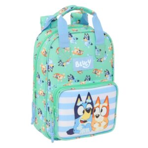 safta bluey sisters mochila infantil bolsillo frontal hombreras acolchadas asa forrada 4.5l material duradero 200x80x280mm color azul