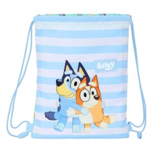 safta bluey sisters saco plano bolsillo interior con cremallera cierre con cordones 3l 260x10x340mm color azul