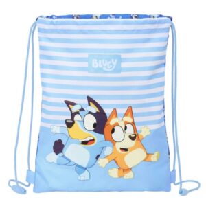 safta bluey let's play saco plano bolsillo con cremallera cierre con cordones 3l 260x10x340mm color azul