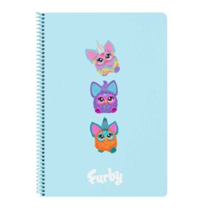 safta furby cuaderno espiral formato folio 80 hojas cuadriculas de 80g/m2 tapas duras glasofonadas espiral de 62 agujeros 215x10x310mm color azul claro