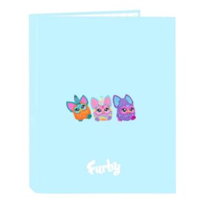 safta furby carpeta con 4 anillas 25mm tapas duras forradas formato folio resistente 265x40x330mm color azul claro
