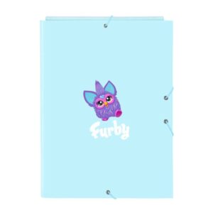 safta furby carpeta con 3 solapas tapas duras forradas formato folio cierre con gomas 260x25x335mm color azul claro