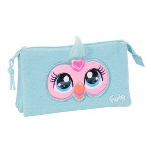 safta furby portatodo 3 compartimentos con cremalleras bolsillo interior 0.6l 220x30x120mm color azul claro