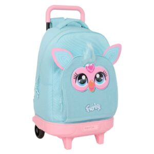 safta furby mochila con carro extraible bolsillo frontal portabotellas tirador doble hombreras acolchadas asa acolchada tarjeta id base reforzada 33l 330x220x450mm color azul claro