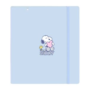 safta snoopy love carpeta con 4 anillas 35mm tapas de pp foam recambio 100 hojas cuadriculas 5x5mm cierre elastico ranura para boligrafo 270x40x320mm color azul claro