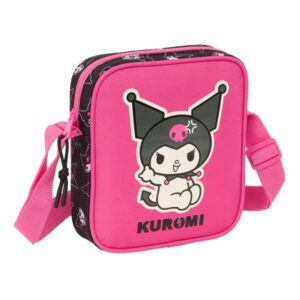 safta kuromi bolsito con bandolera 1l material duradero ideal para uso diario 160x40x180mm color negro y rosa
