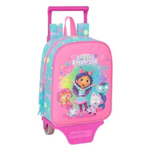 safta gabby's dollhouse confetti mochila con carro tarjeta id asa superior mochila extraible resistente en materiales 6l carro de pp carro en pvc 220x100x270mm color rosa