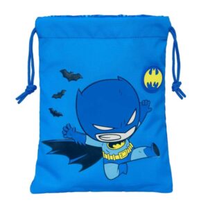safta batman preescolar saco plano cierre con cordon 1l material resistente compacto y portatil divertido y llamativo 200x250mm color azul