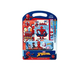 safta spider man attack pack escolar con plumier metalico lapiz 4 rotuladores regla 15cm sacapuntas goma libreta a4 bloc de notas a6 270x30x375mm multicolor