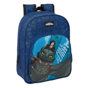 safta como entrenar a tu dragon mochila infantil adaptable a carro portabotellas hombreras ergonomicas bolsillo frontal 10l 260x110x340mm color azul marino