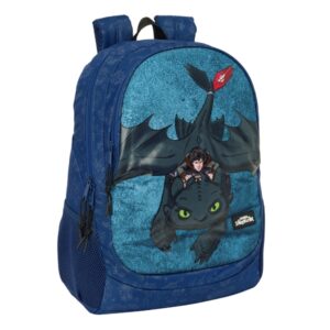 safta como entrenar a tu dragon mochila adaptable a carro portabotellas doble tirador en cremalleras hombreras ergonomicas asa superior de mano 23l 320x160x440mm color azul marino