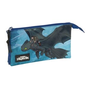 safta como entrenar a tu dragon portatodo 3 compartimentos con cremalleras bolsillo interior 0.6l 220x30x120mm color azul marino